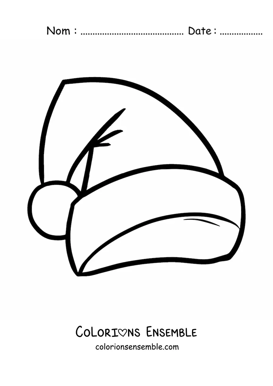 Image à colorier d’un bonnet de Père Noël