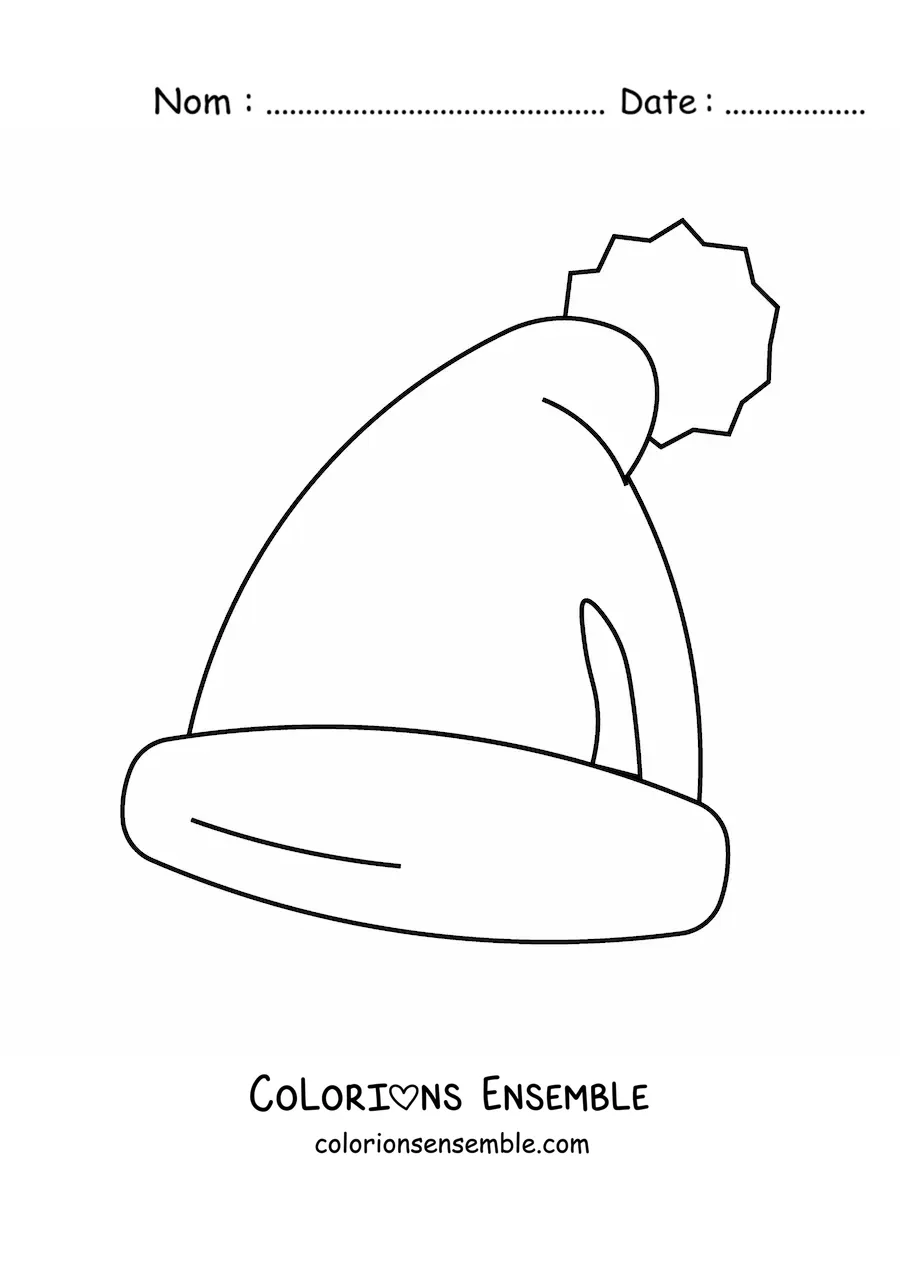 Image à colorier d’un bonnet de Père Noël