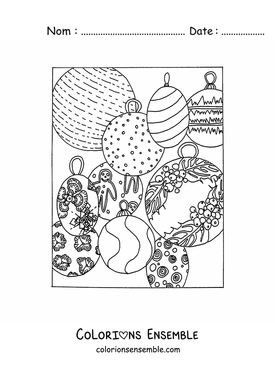 Image à colorier de boules de Noël