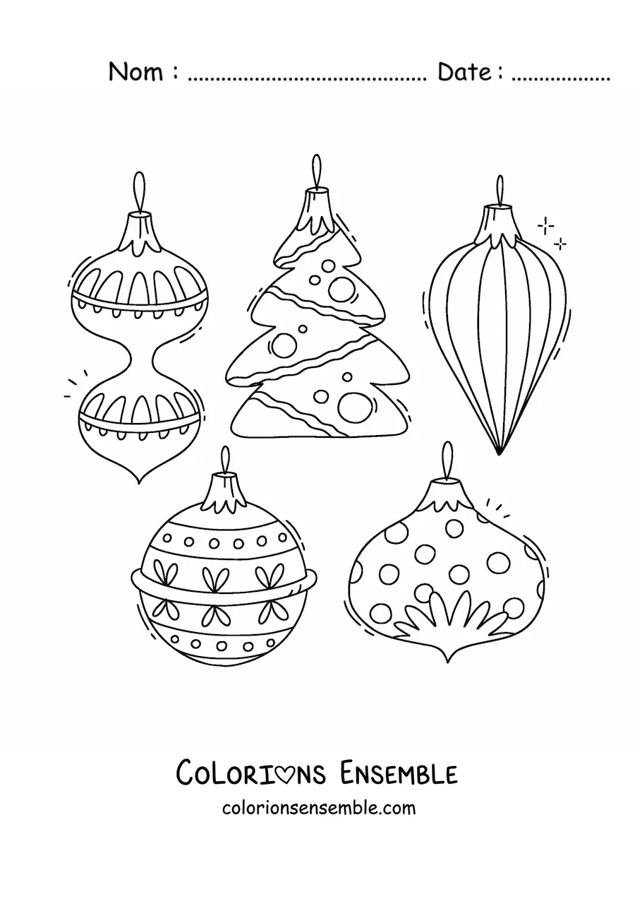 Image à colorier de boules de Noël