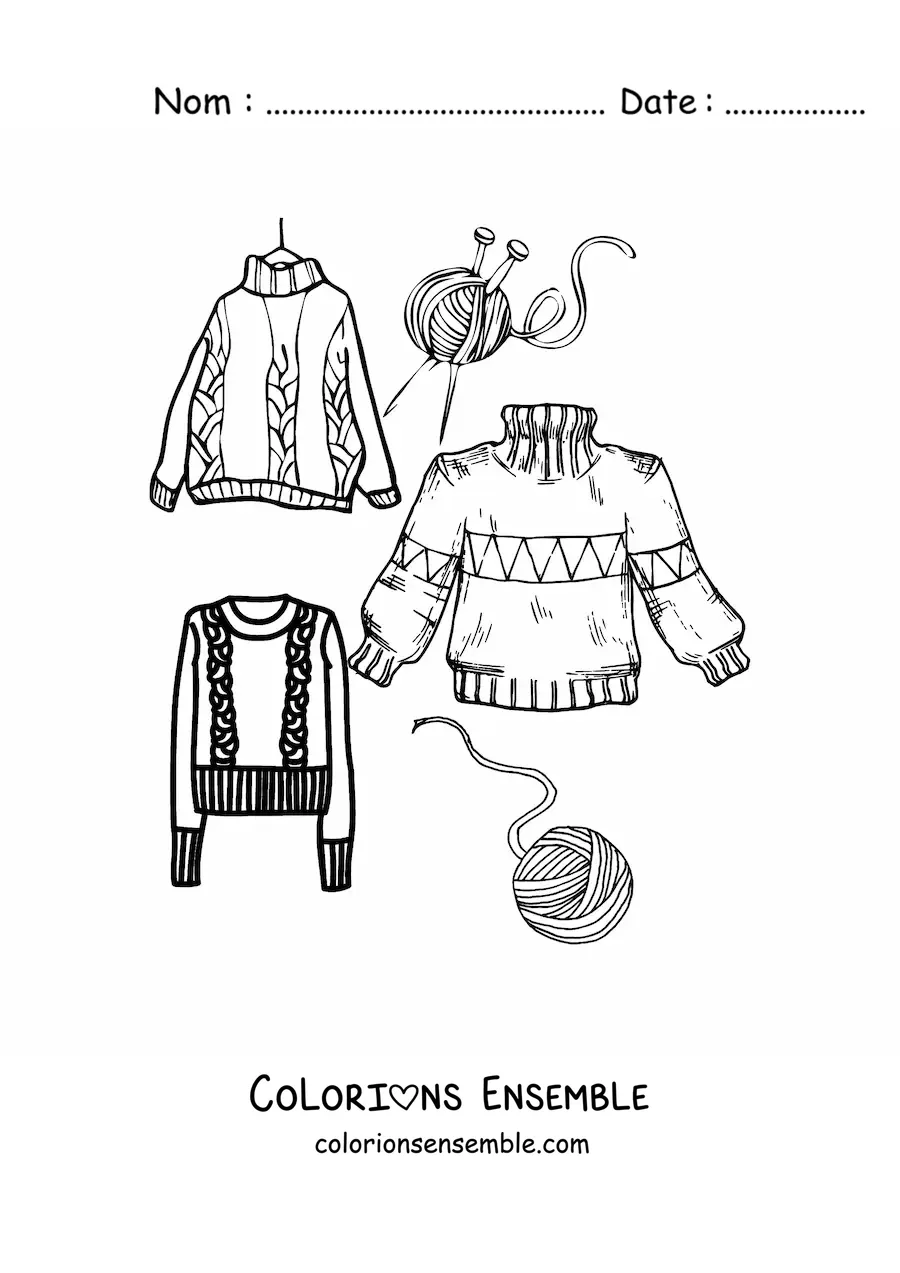 Image à colorier de pulls de Noël