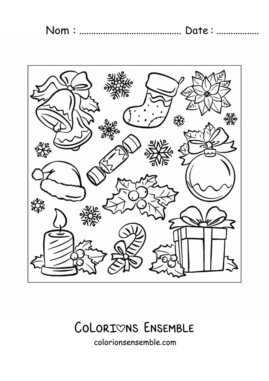Image à colorier de décorations de Noël