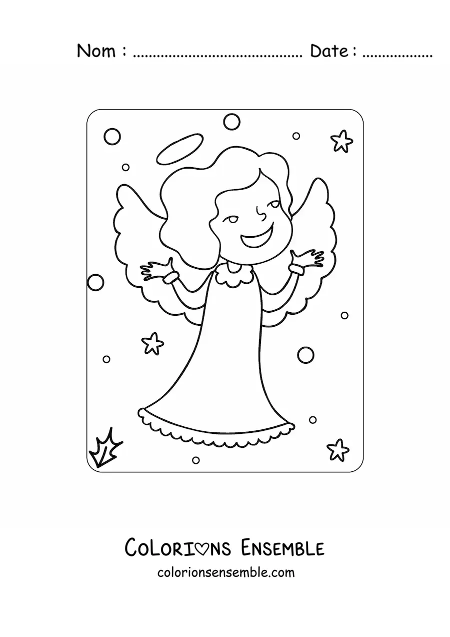 Image à colorier d’un ange de Noël