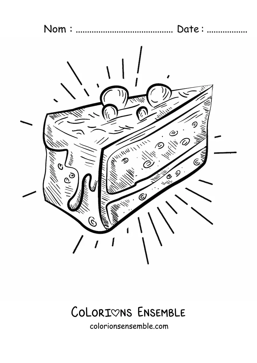 Image à colorier d'une part de gâteau avec un glaçage