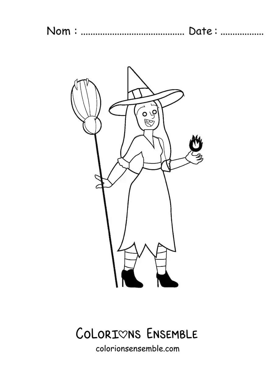 Image a colorier d’une belle sorciere