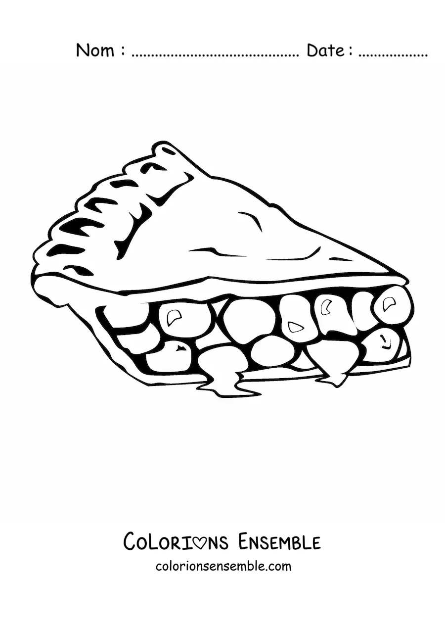 Image à colorier d'une part de tarte aux fruits