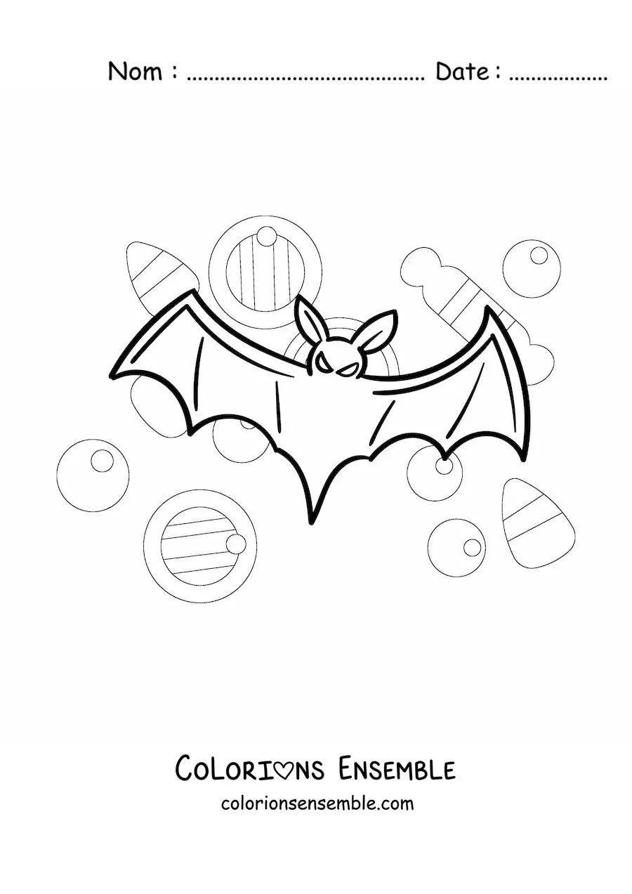 Image à colorier d’une chauve-souris d’Halloween toute simple