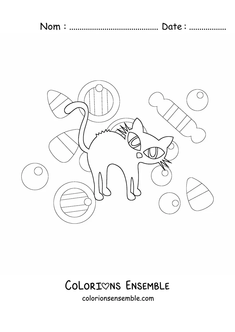 Image à colorier d’un chat d’Halloween tout simple