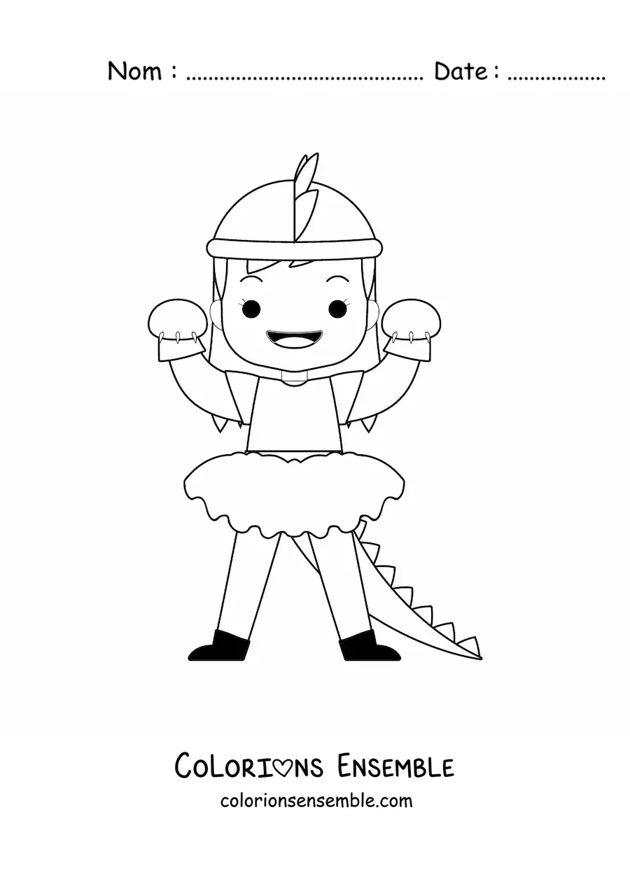 Image à colorier d’une fille déguisée en monstre à Halloween
