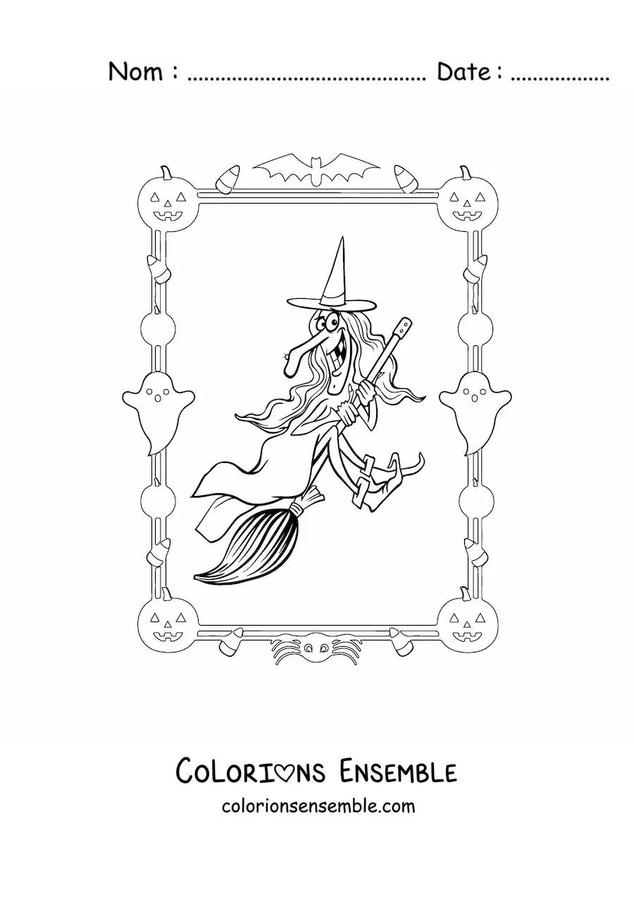 Image à colorier d’un costume de méchante sorcière