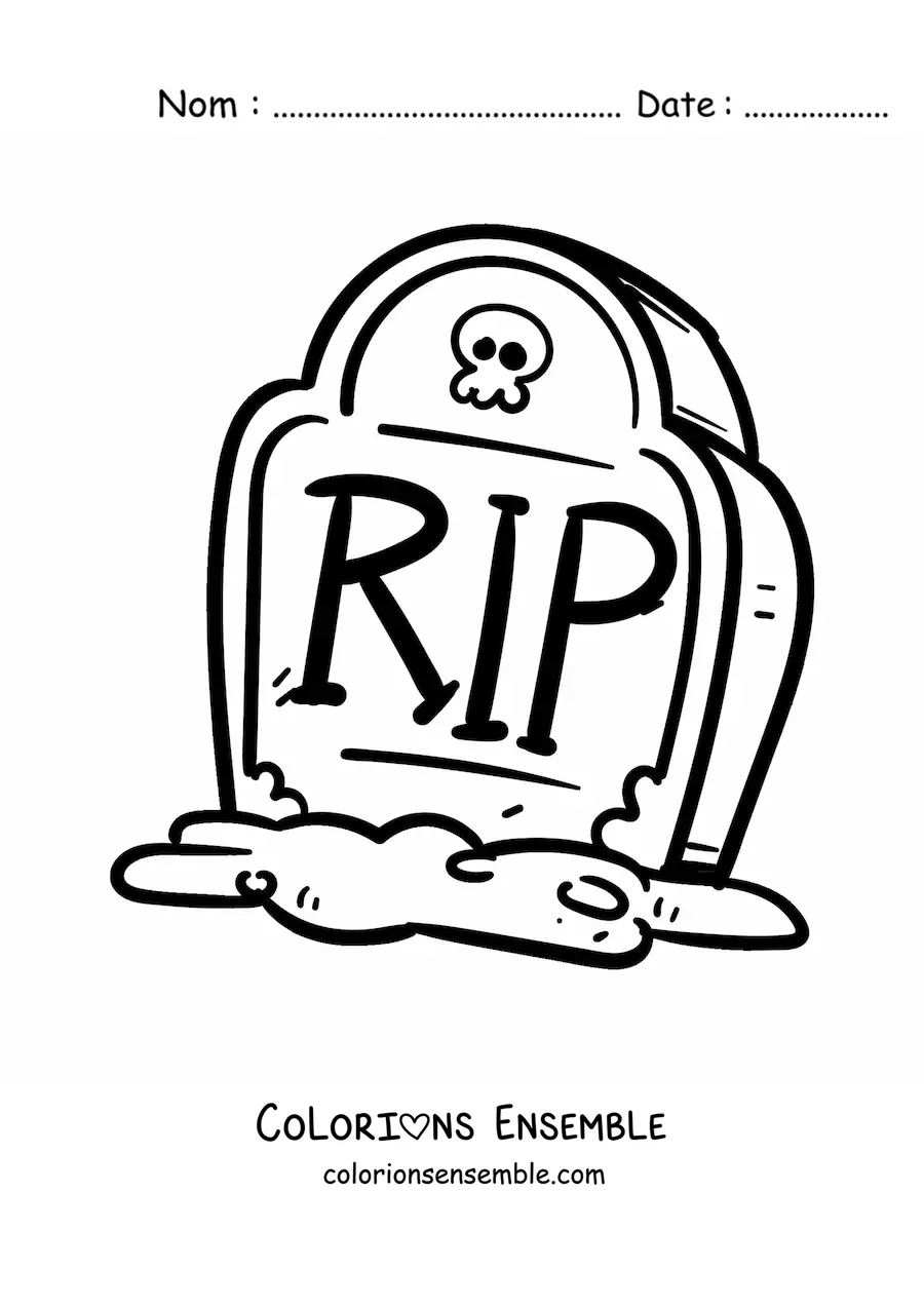 Image à colorier d’une grande tombe d’Halloween