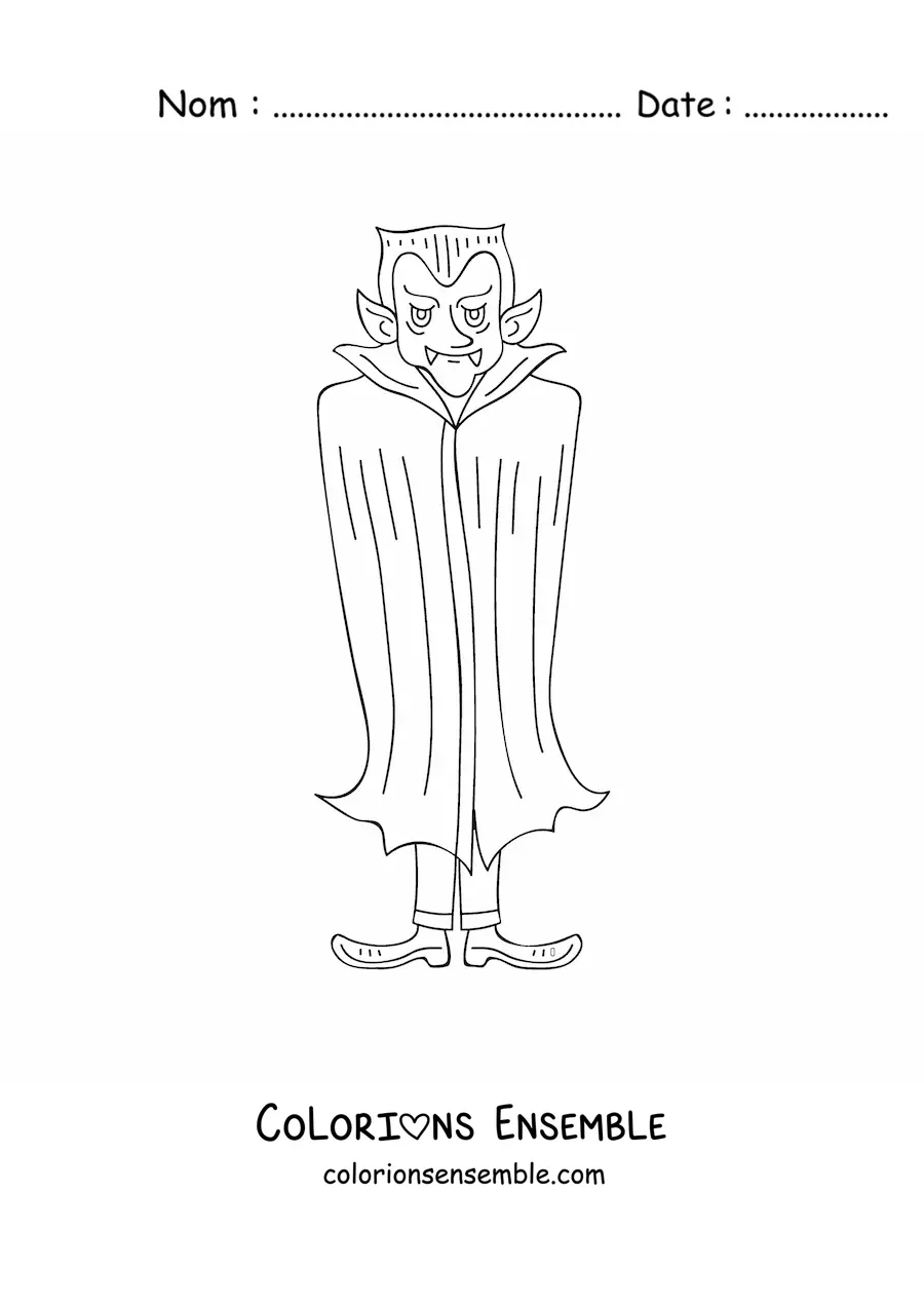 Image à colorier du comte Dracula rigolo