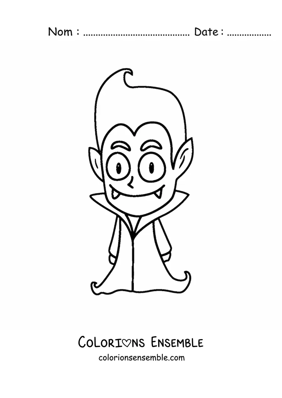 Image à colorier d’un vampire rigolo facile