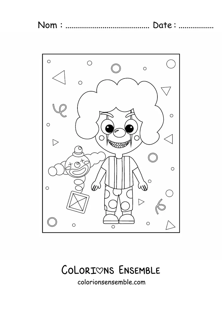 Image à colorier d’un clown d’horreur