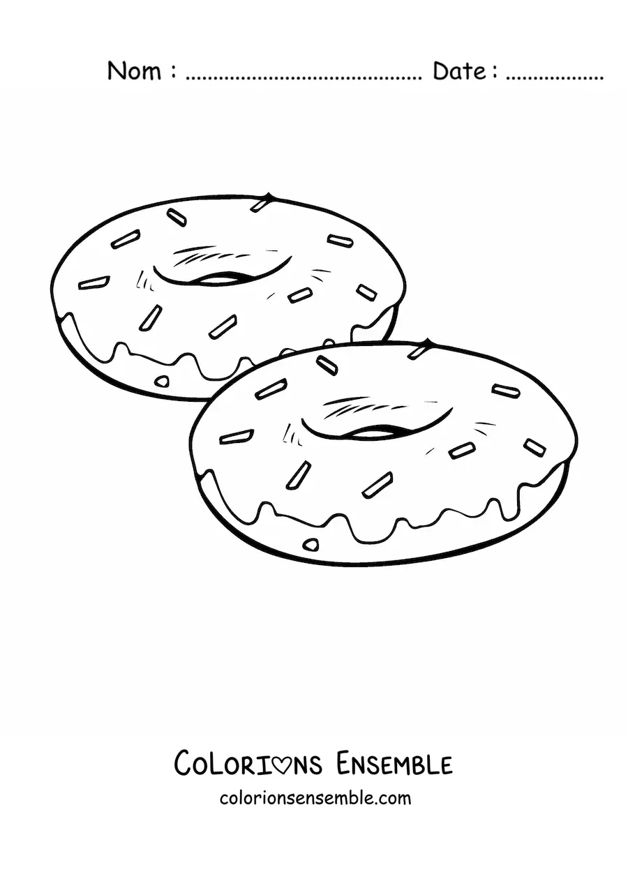 Image à colorier de deux donuts avec des éclats de sucre