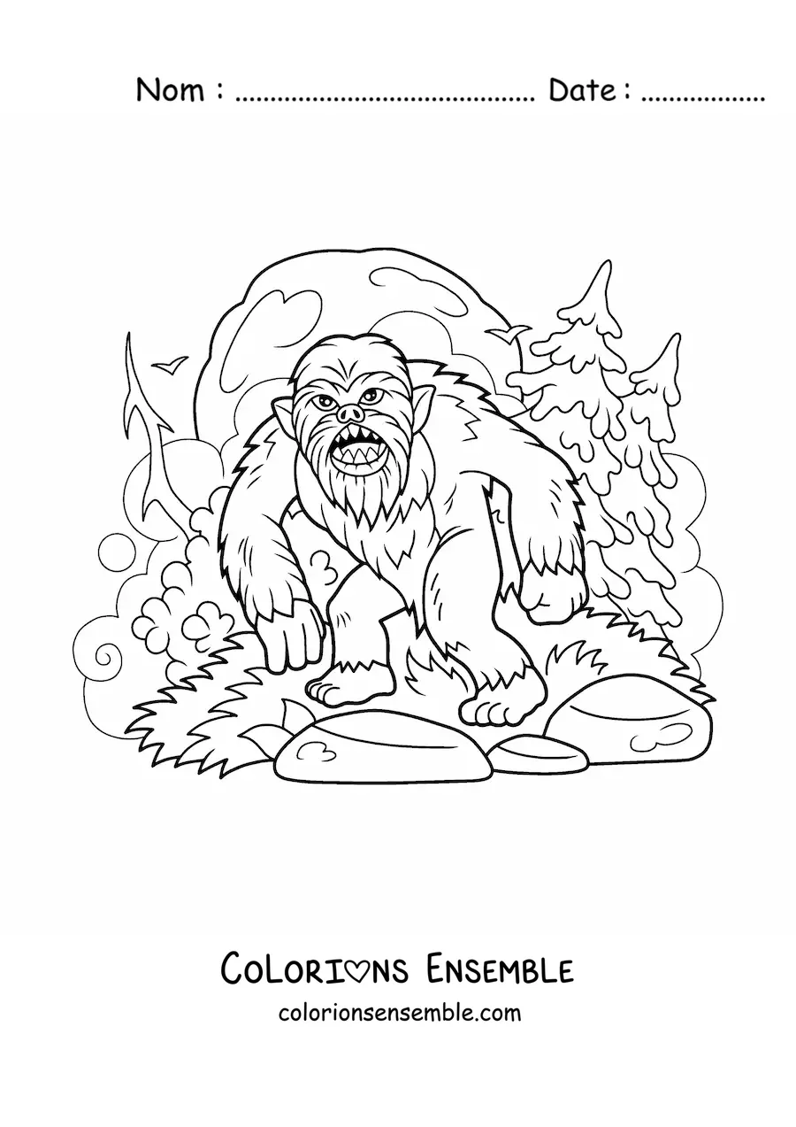 Image à colorier du Bigfoot à Halloween