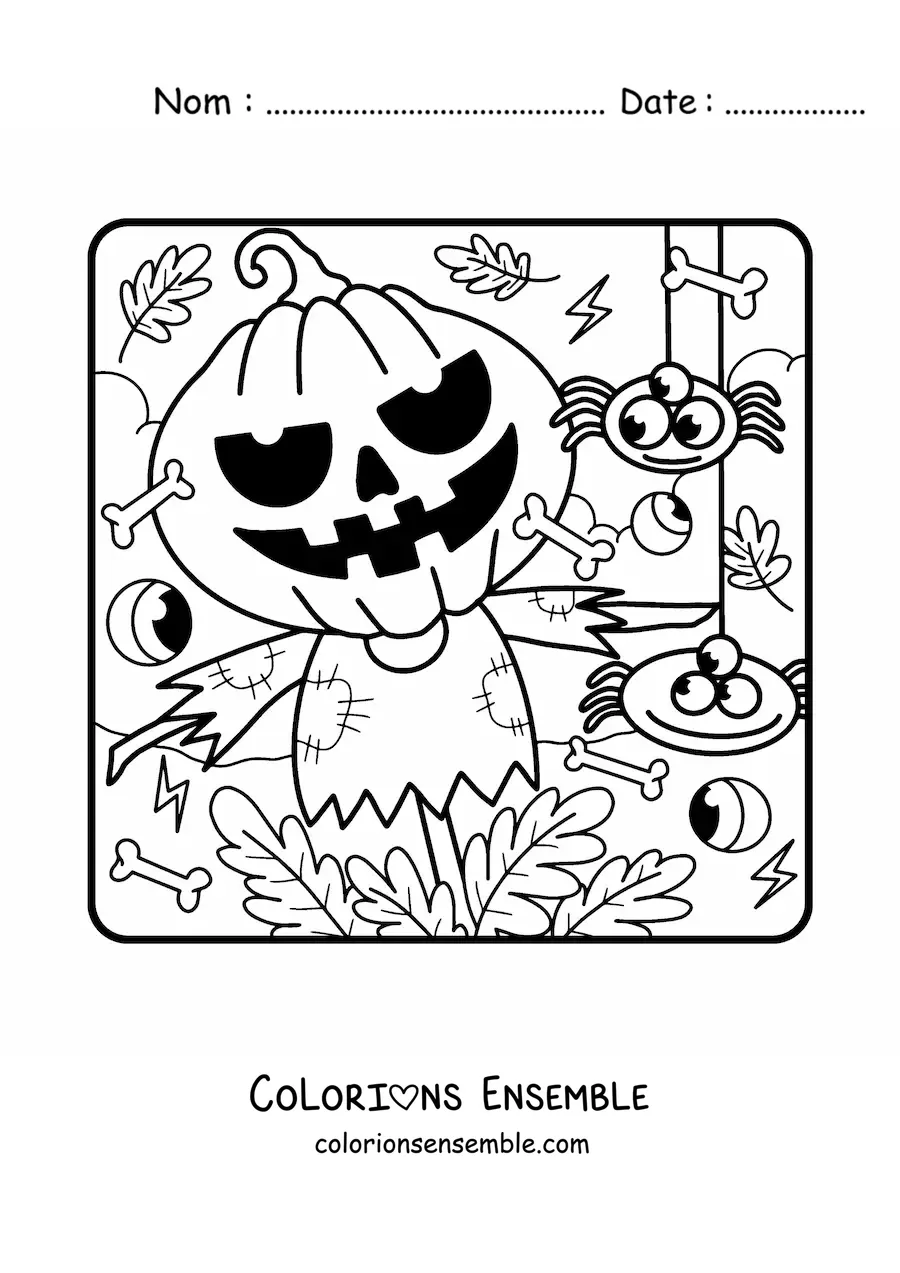 Image à colorier d’un épouvantail d’Halloween