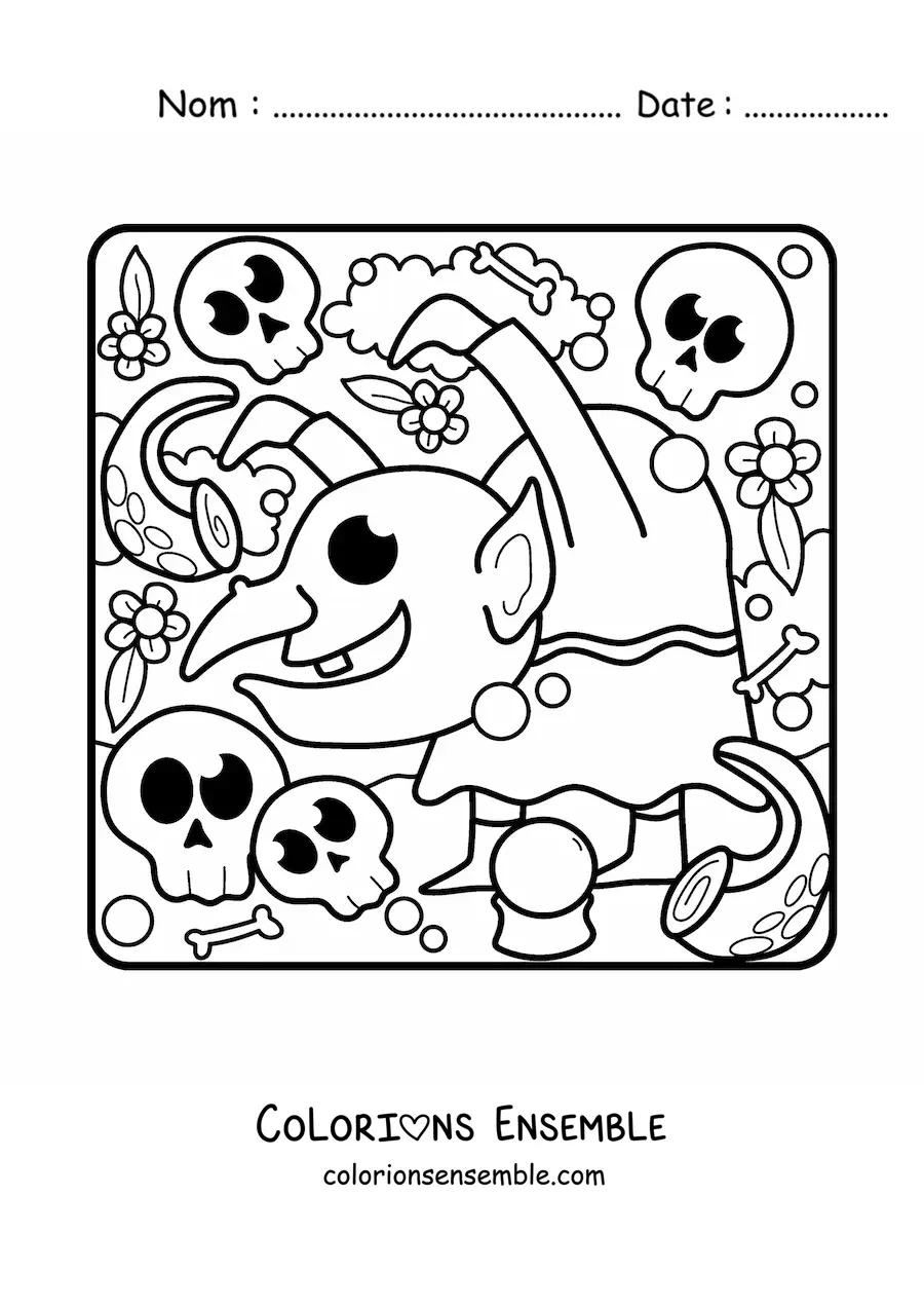 Image à colorier d’un dessin d’Igor pour Halloween