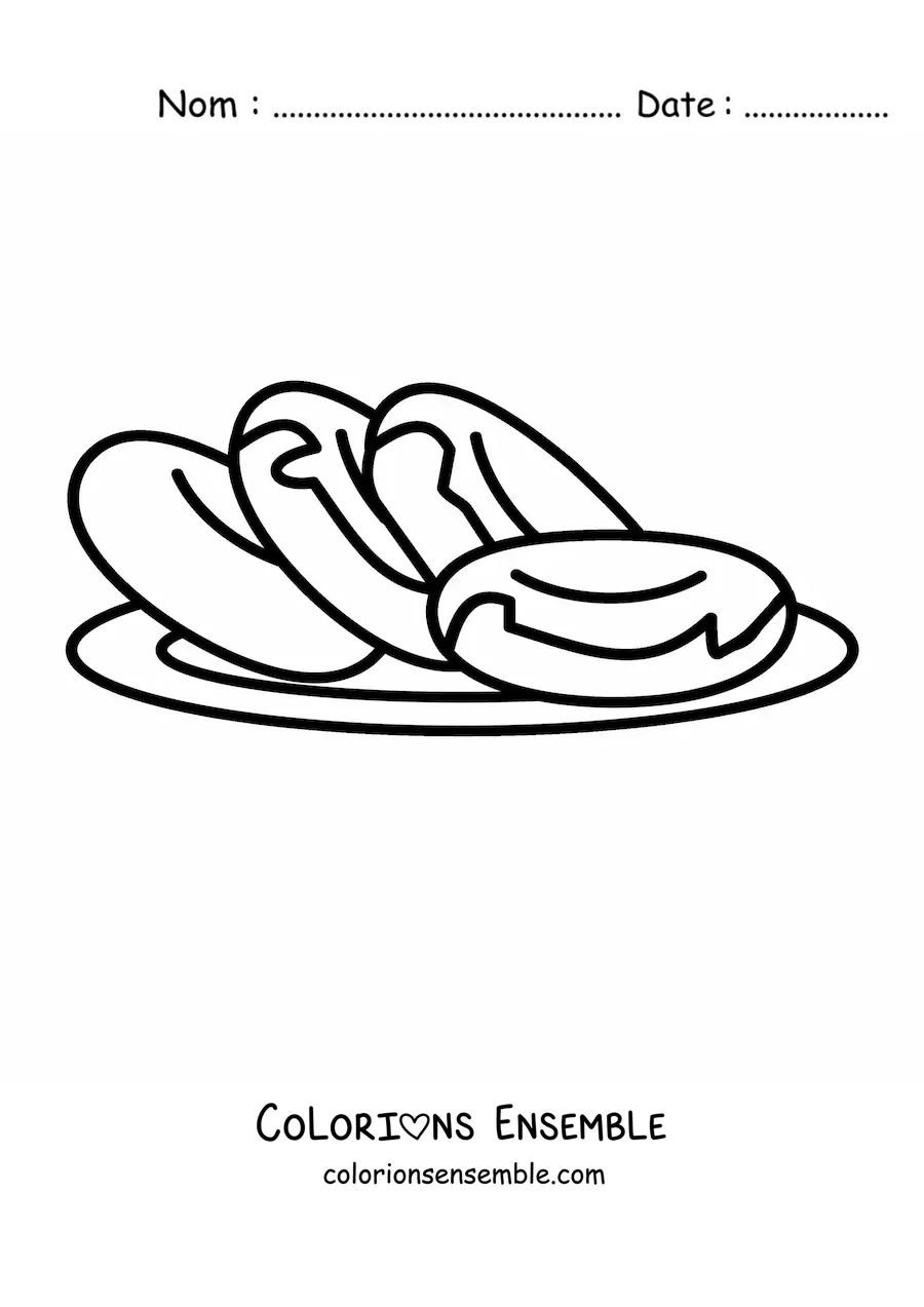 Image à colorier de quatre donuts glacés dans une assiette