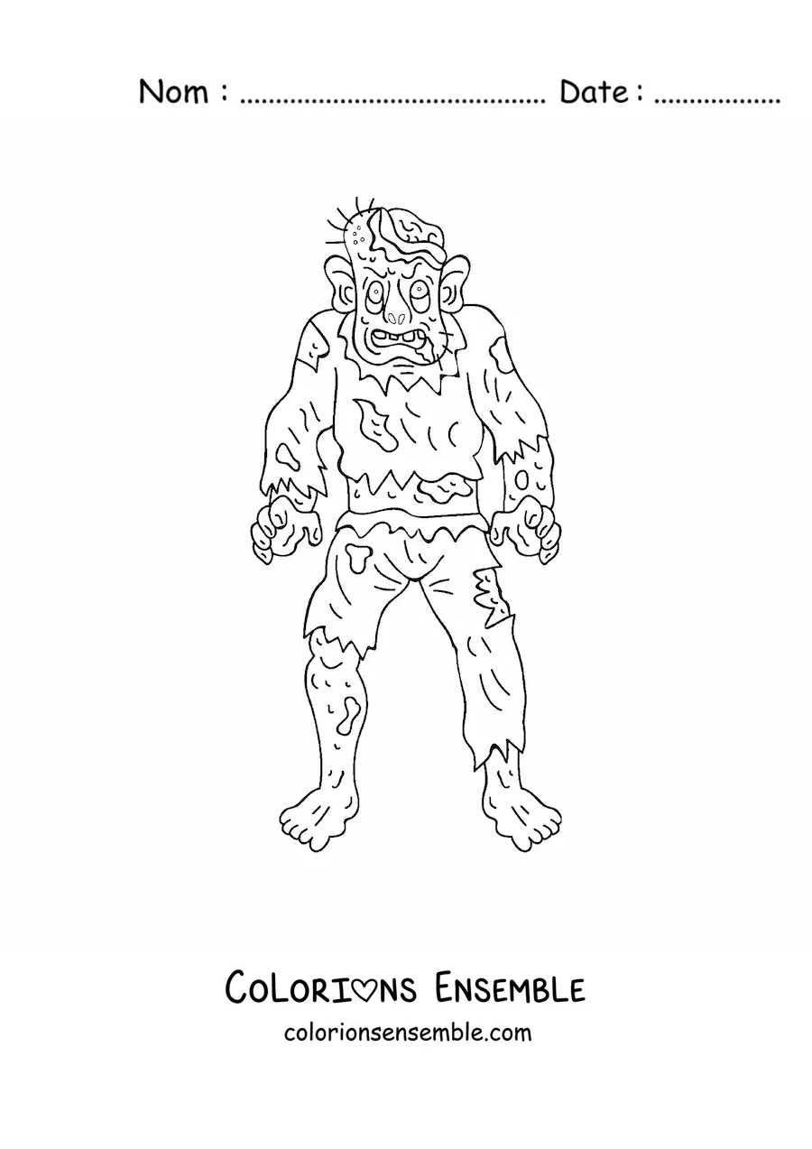 Image à colorier d’un zombie animé