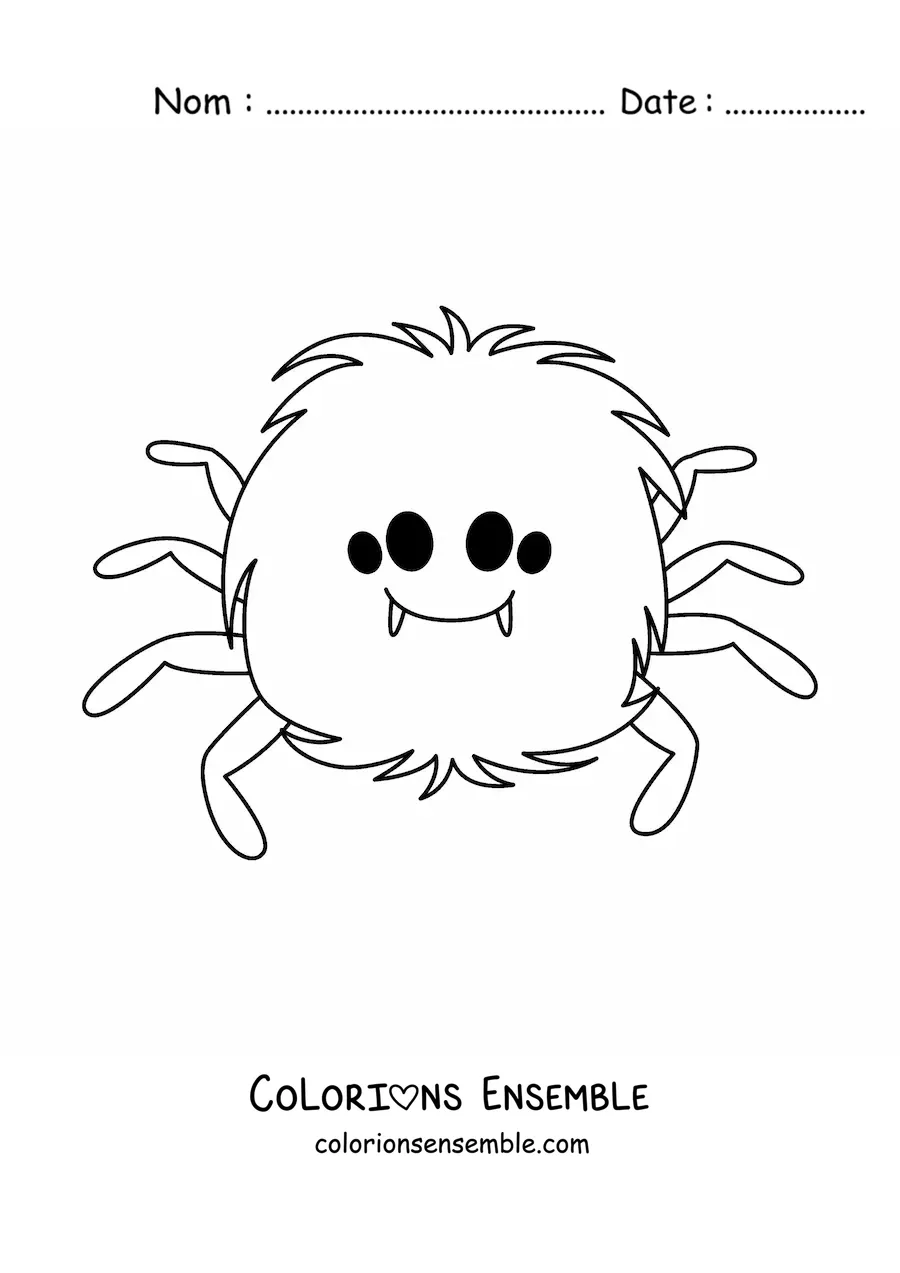 Image à colorier d’une araignée kawaii d’Halloween