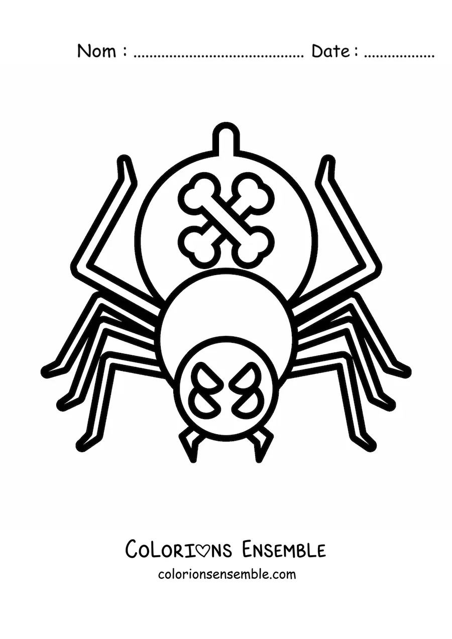 Image à colorier d’une araignée animée d’Halloween