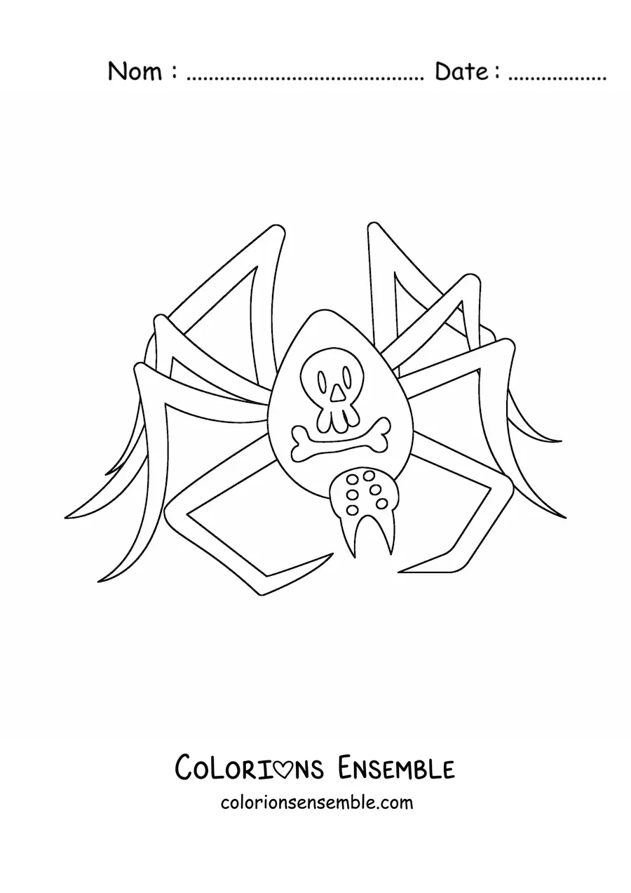 Image à colorier d’une araignée effrayante d’Halloween