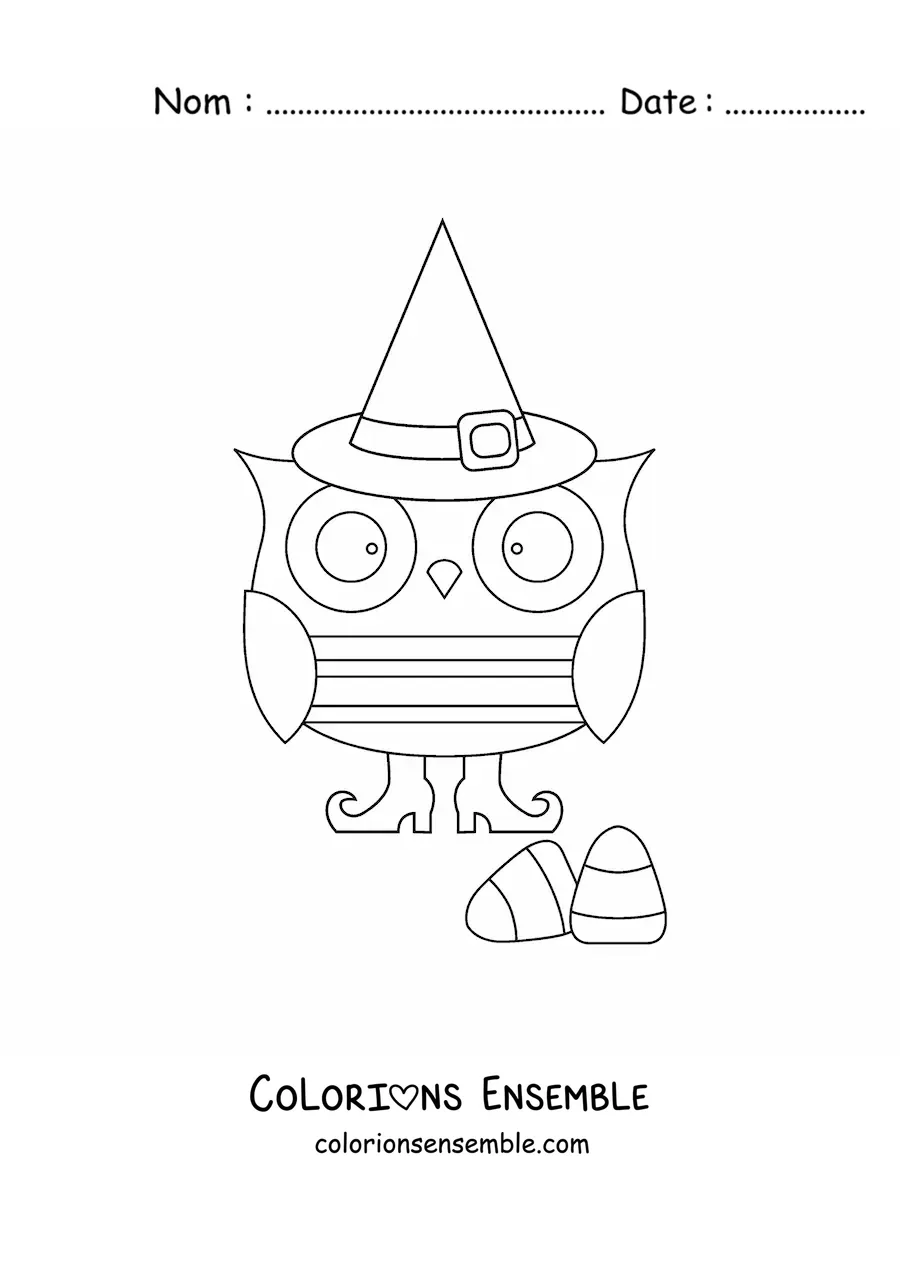 Image à colorier d’un grand hibou d’Halloween