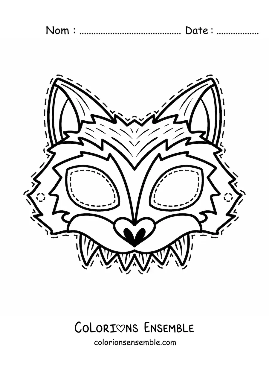 Image à colorier d’un masque d’Halloween de loup-garou