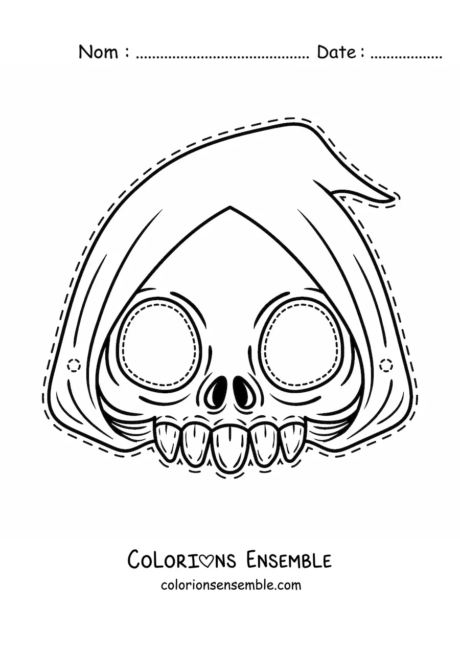 Image à colorier d’un masque d’Halloween de la mort