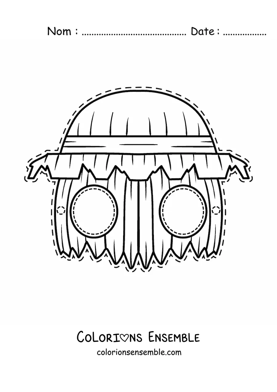 Image à colorier d’un masque d’Halloween de monstre