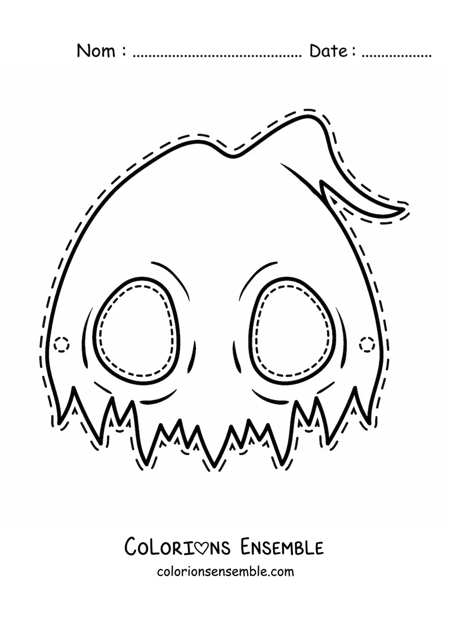 Image à colorier d’un masque d’Halloween de fantôme