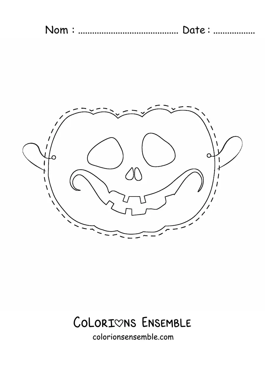 Image à colorier d’un masque d’Halloween de citrouille