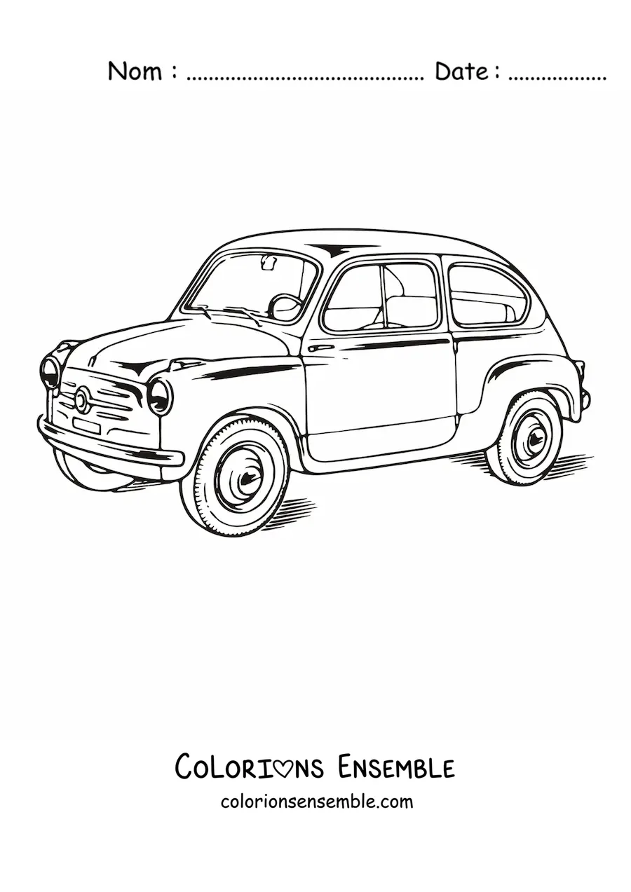 Image à colorier d’une voiture Fiat 600