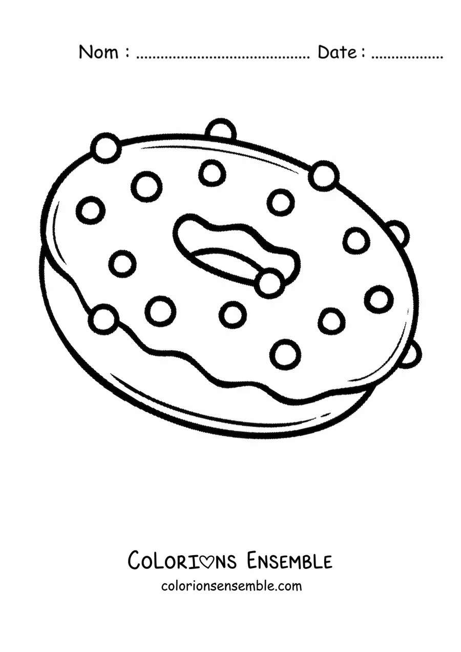 Image à colorier d'un donut avec des éclats de sucre et un glaçage