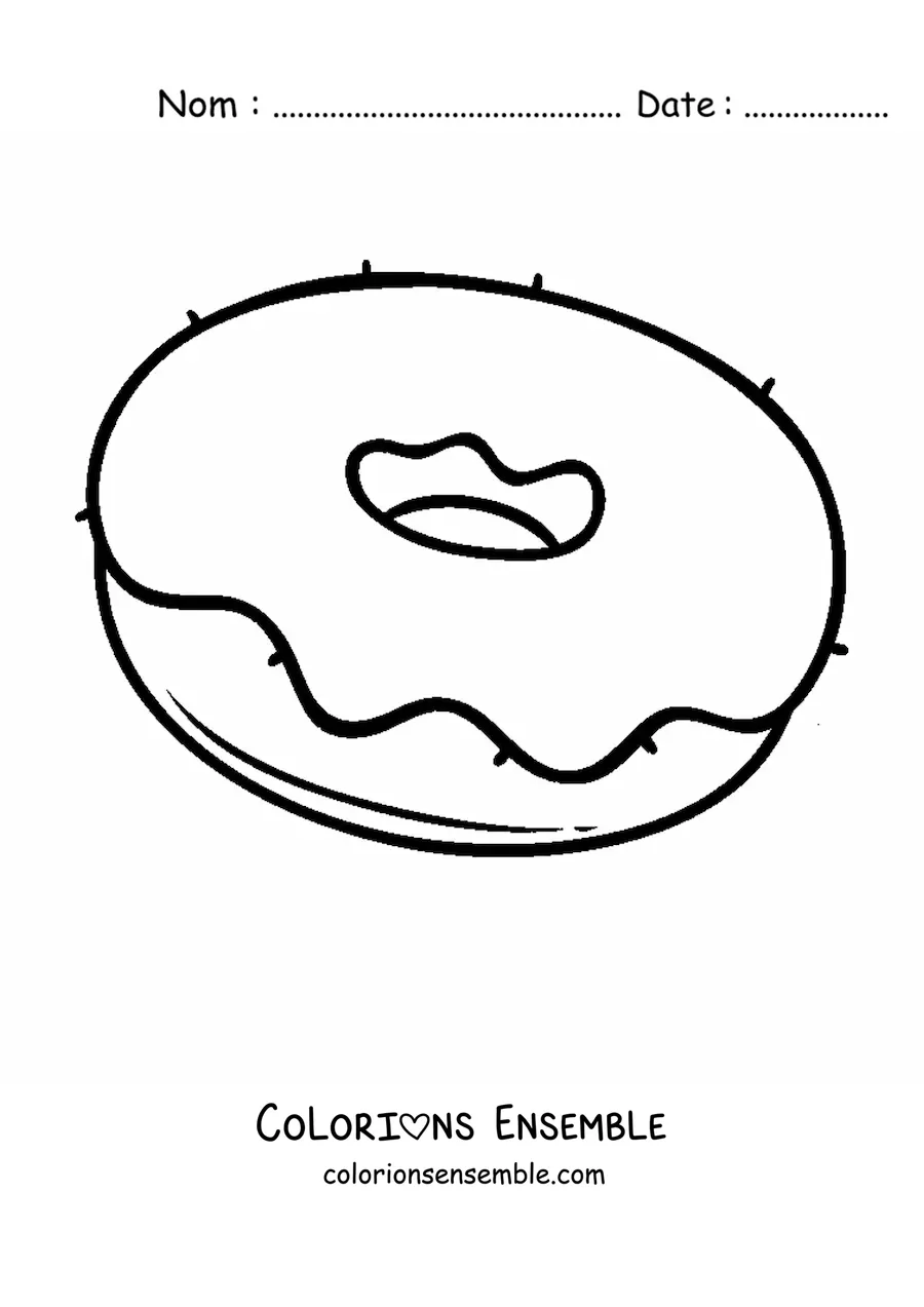 Image à colorier d'un donut avec un glaçage