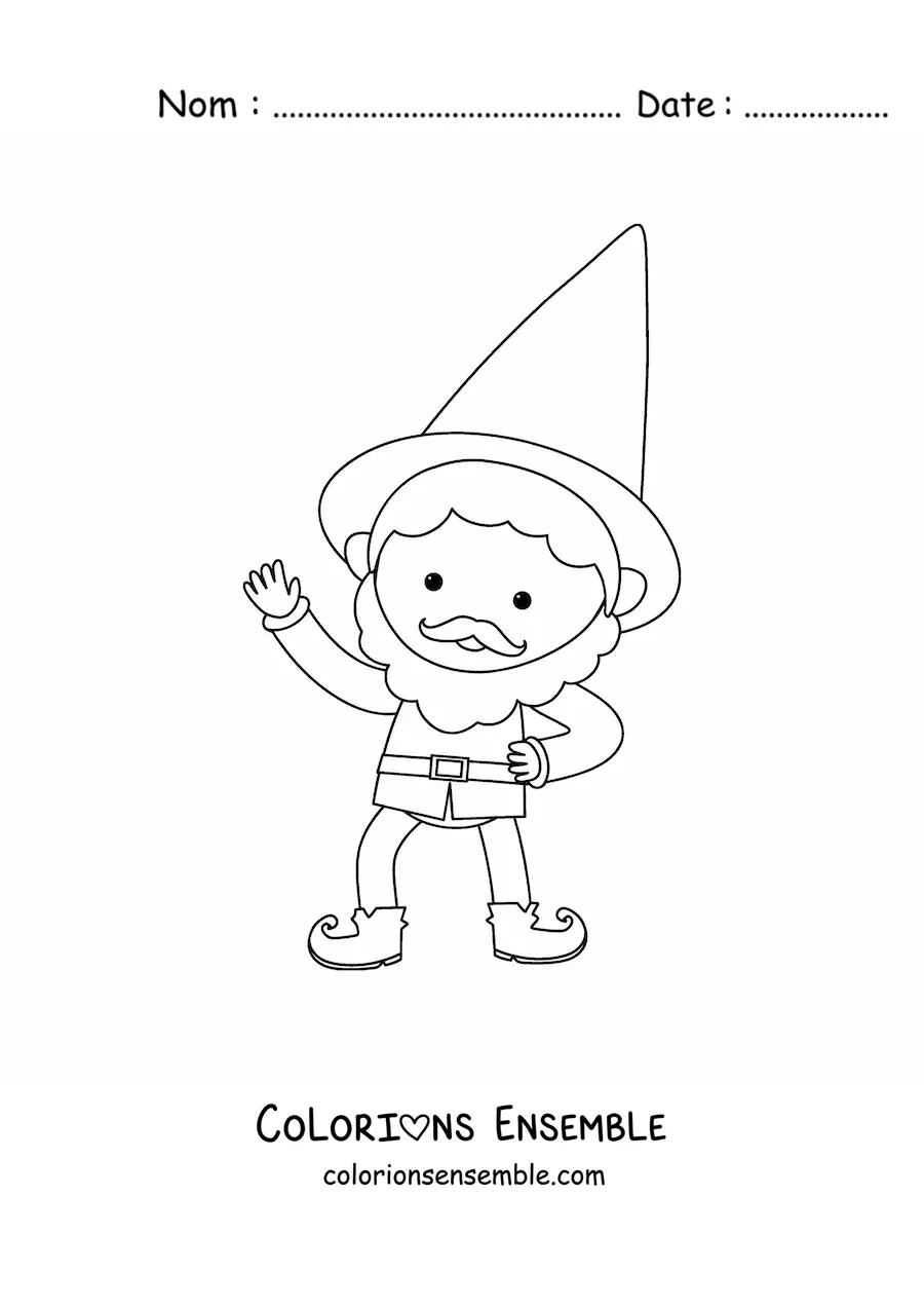 Image à colorier d’un lutin façon dessin animé tout simple