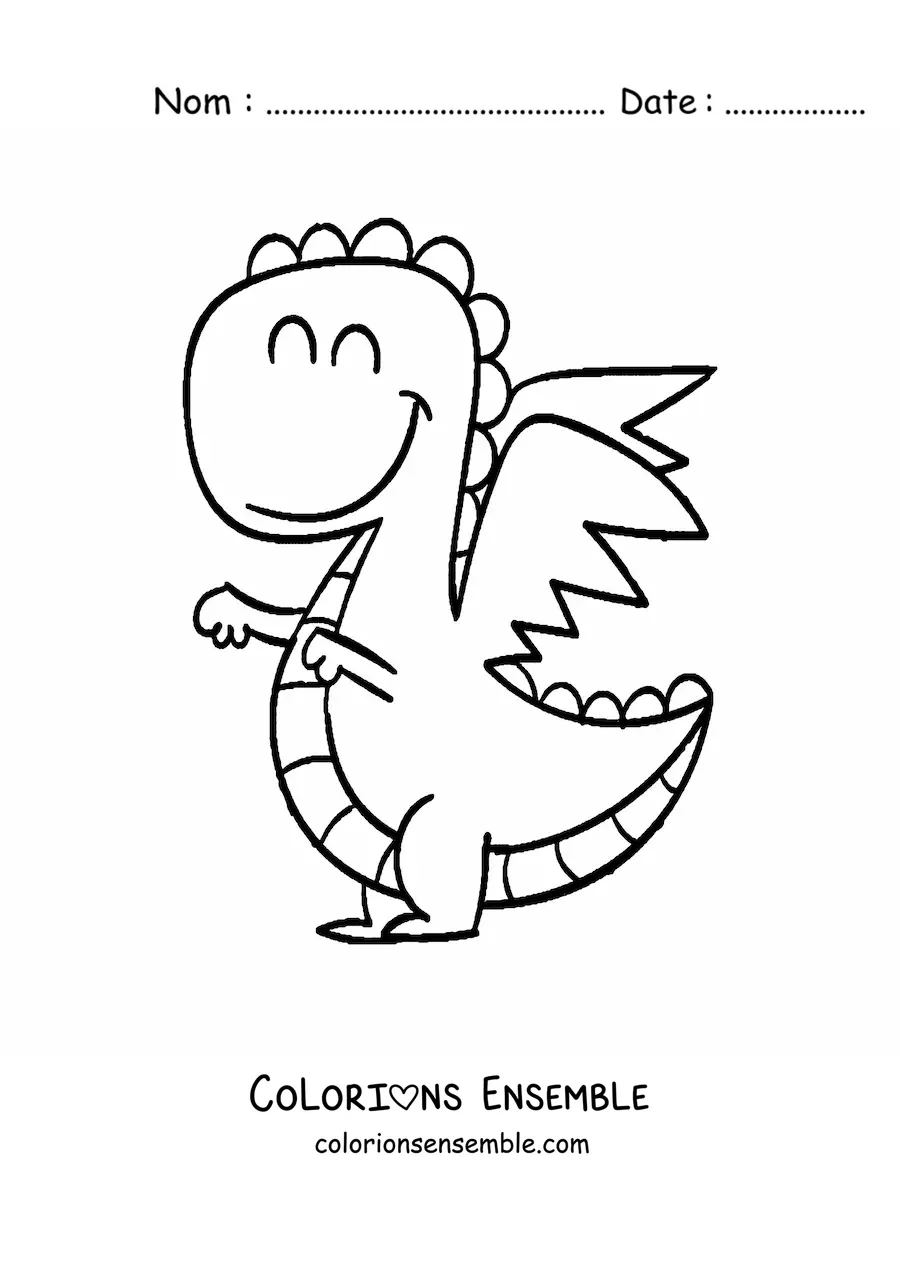 Image à colorier d’un bébé dragon façon dessin animé