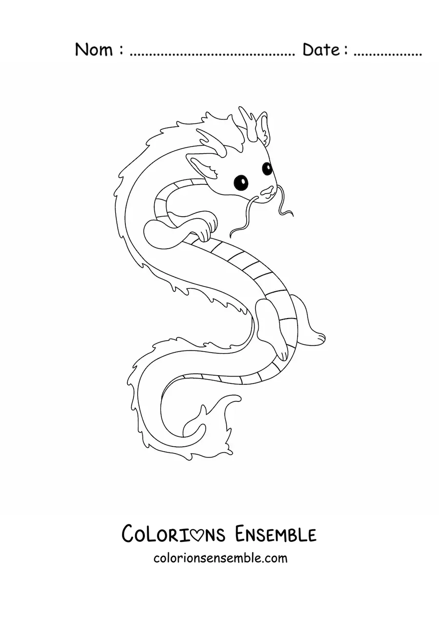 Image à colorier d’un dragon chinois façon dessin animé