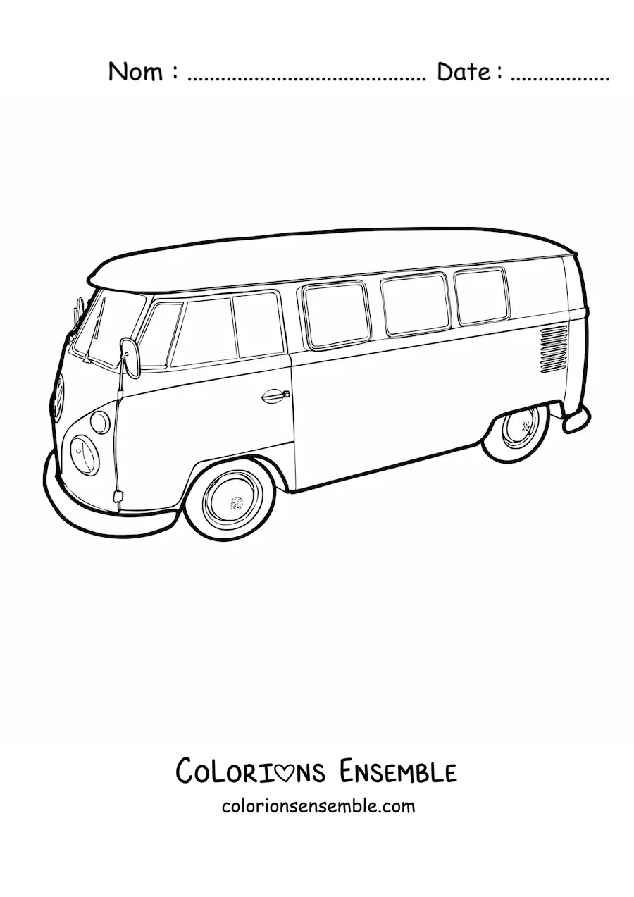 Image à colorier d’un combi Volkswagen T2