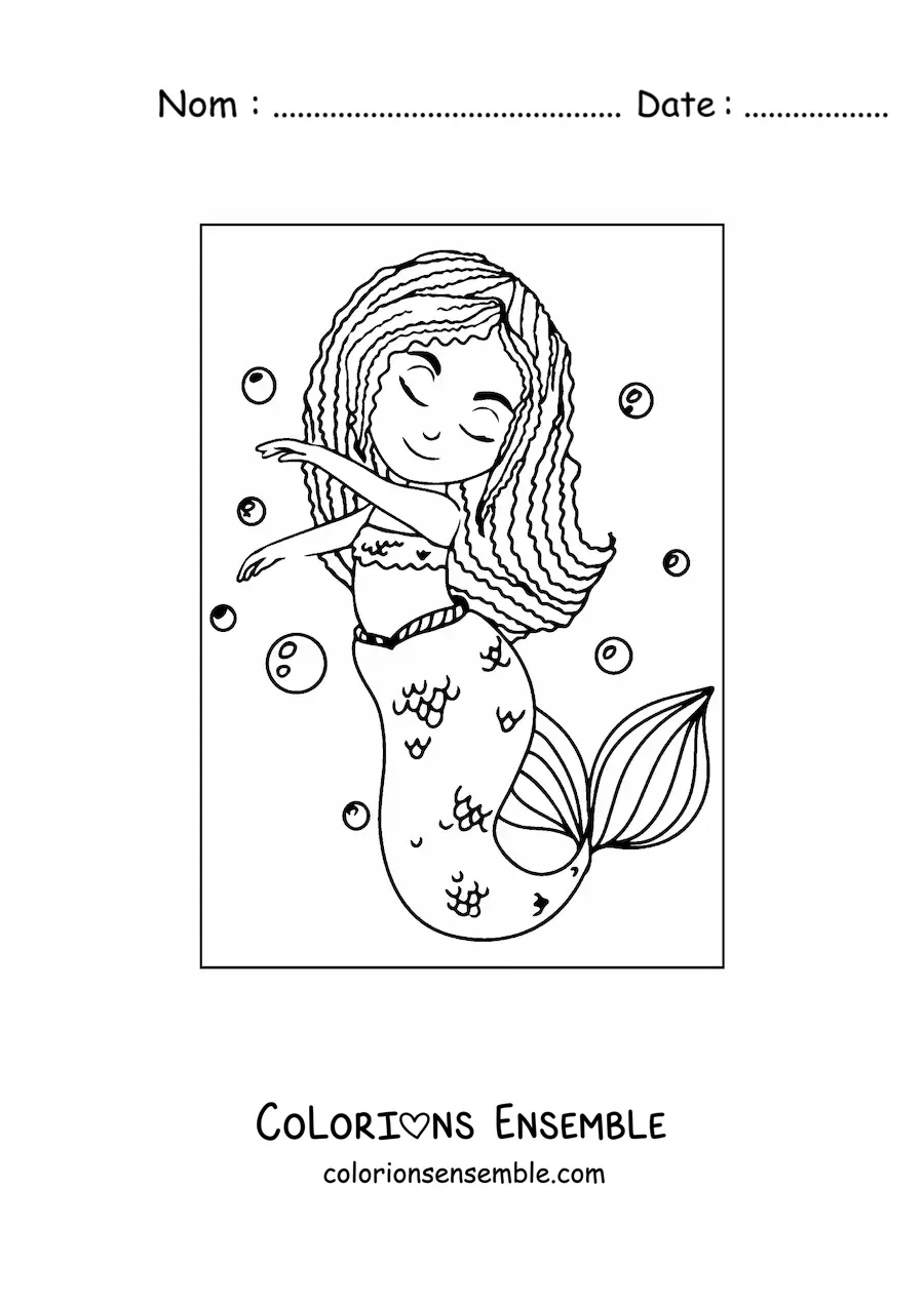 Image à colorier d’une sirène qui danse