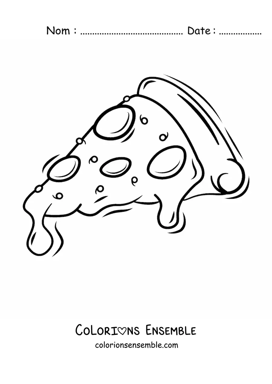 Image à colorier d'une part de pizza au salami