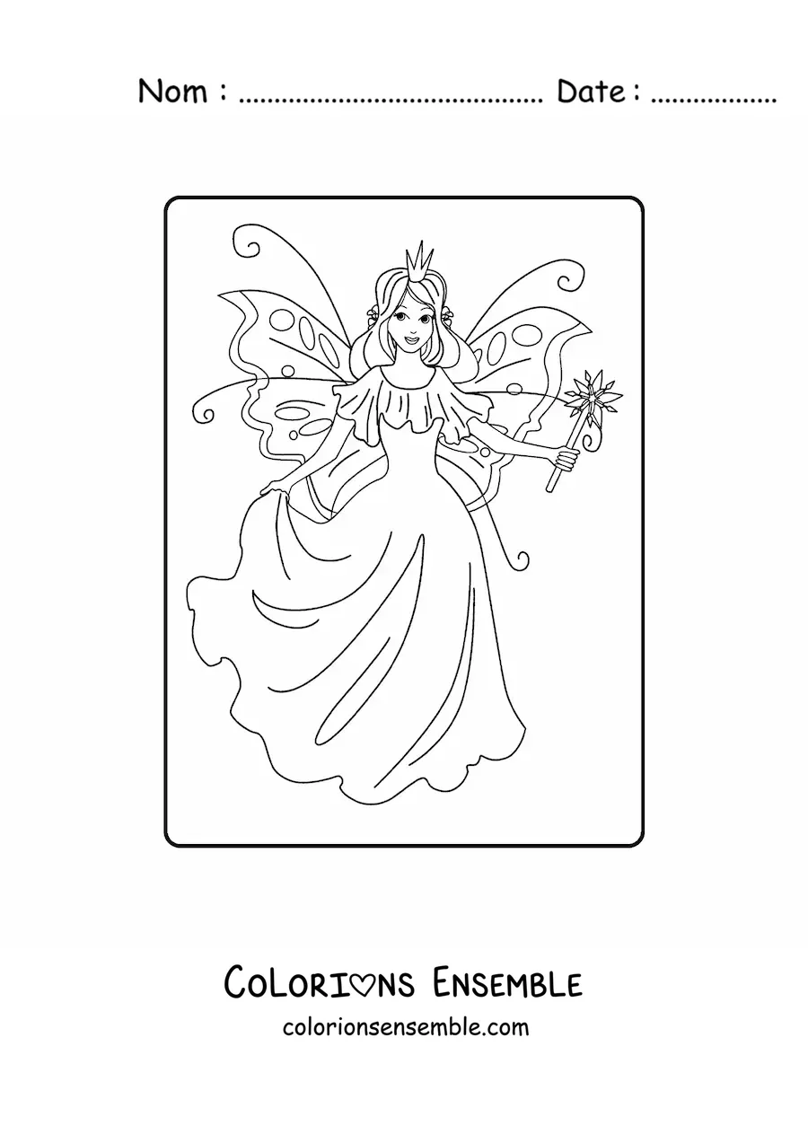Coloriage d’une princesse fée magique