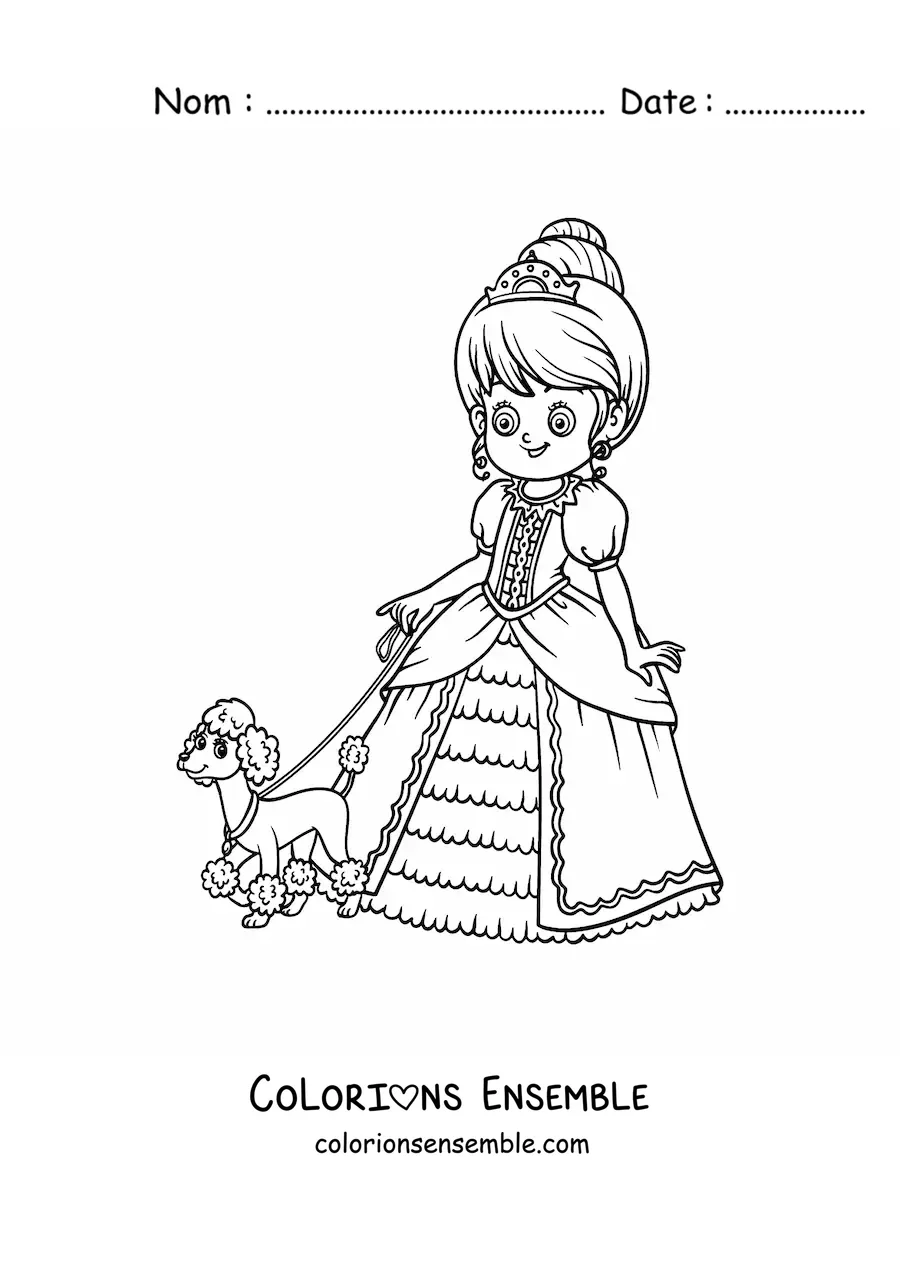 Coloriage de Cendrillon avec son animal de compagnie