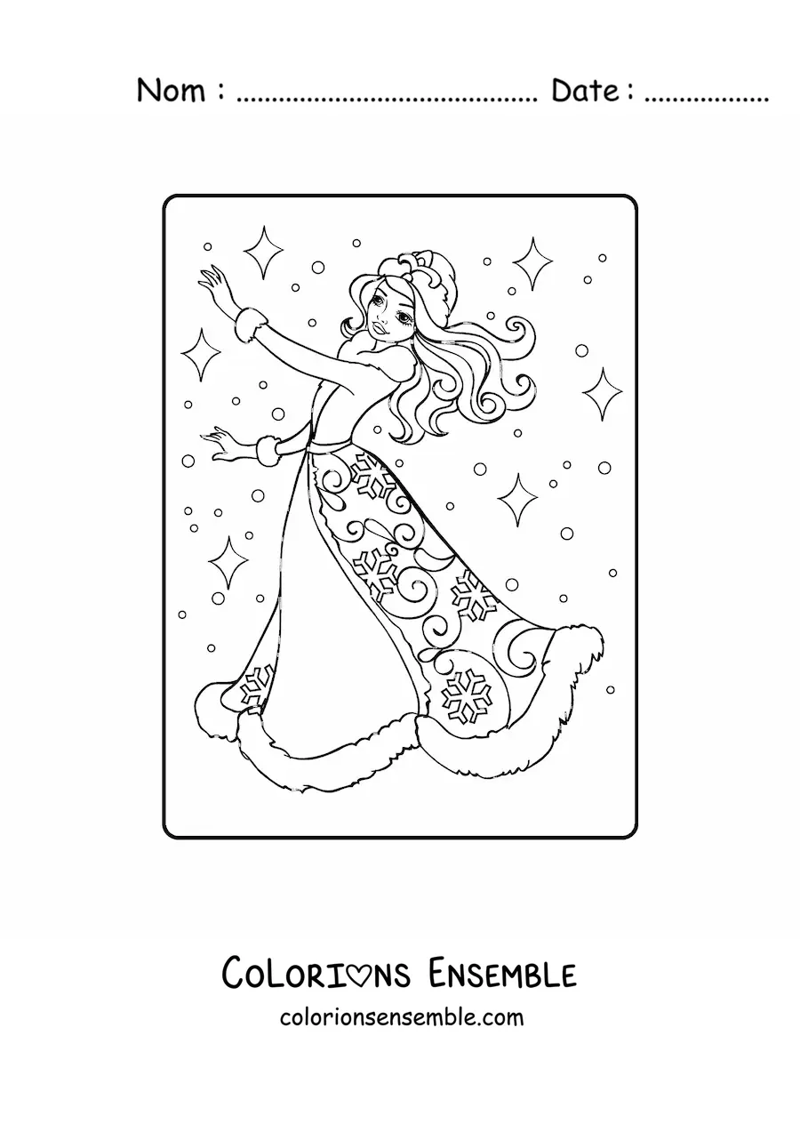 Coloriage d’une belle princesse des neiges