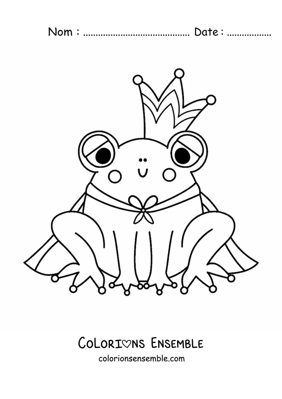 Coloriage d’un prince kawaii transformé en grenouille