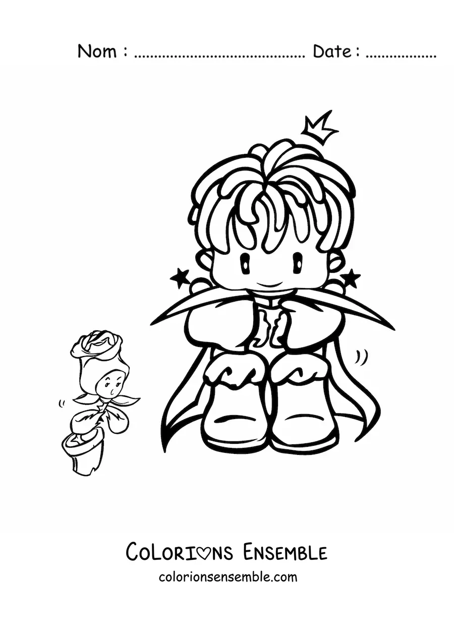 Coloriage du Petit Prince et de sa rose