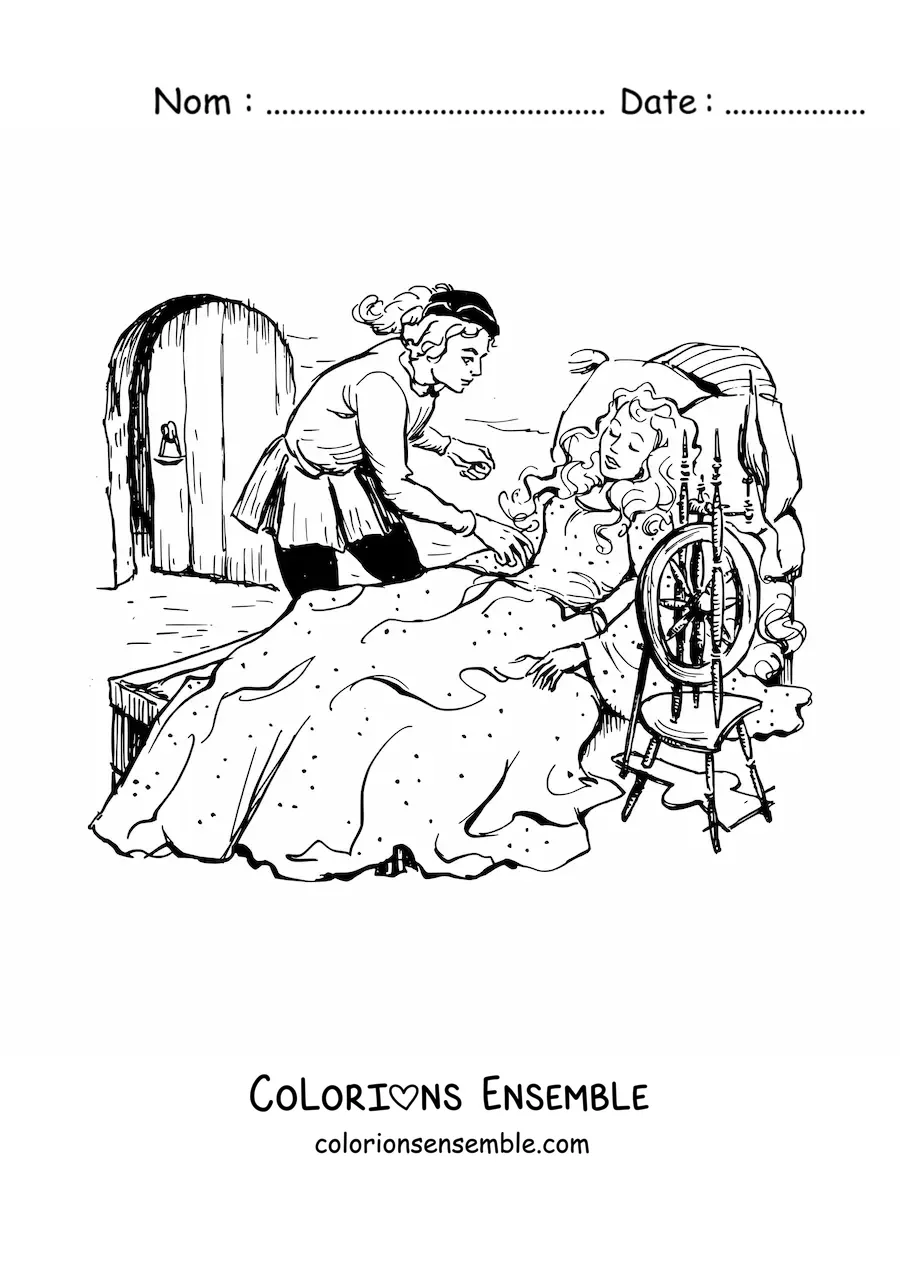 Coloriage de la Belle au bois dormant et du prince
