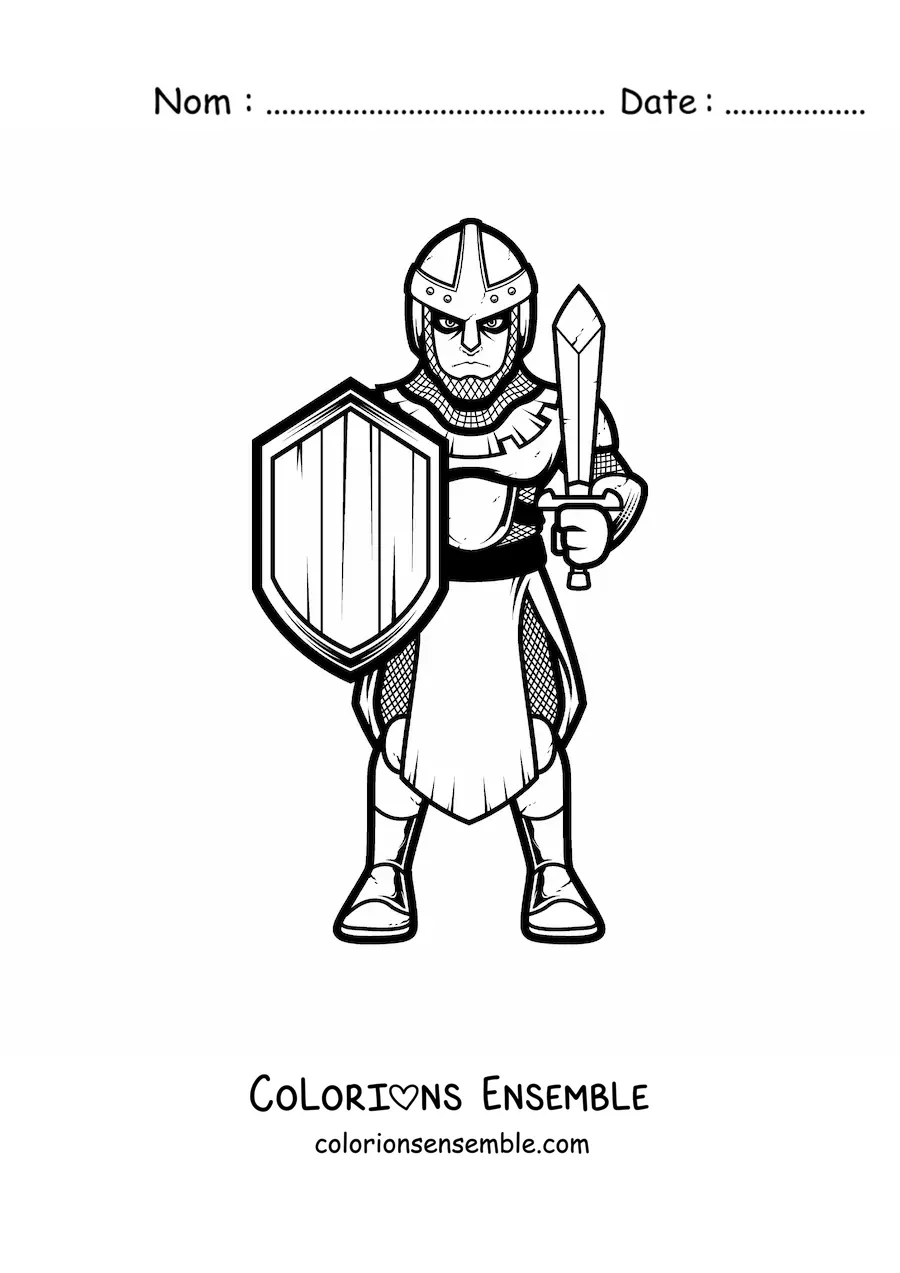 Image à colorier d'un chevalier noir