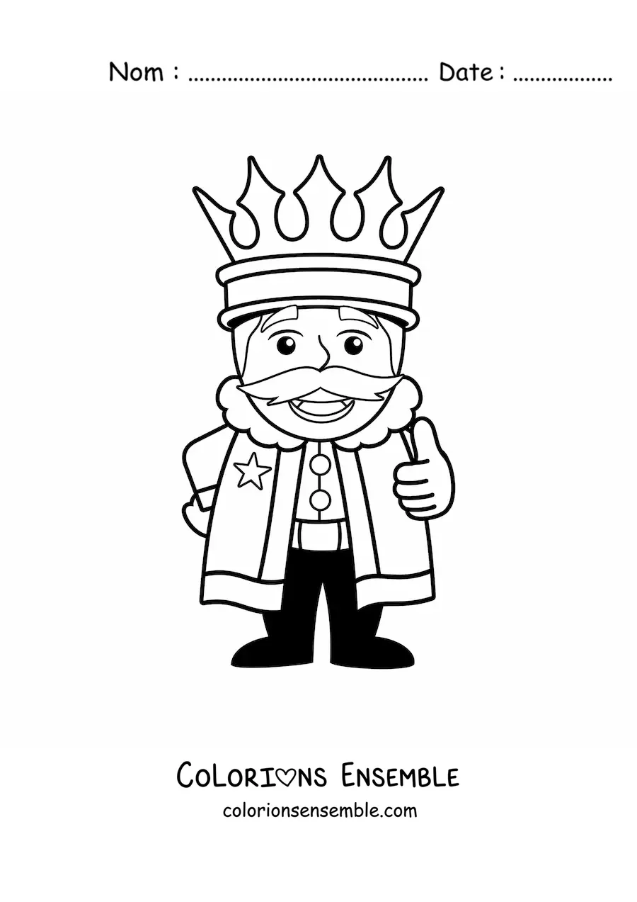 Image à colorier d'un dessin de roi tout simple avec une grande couronne